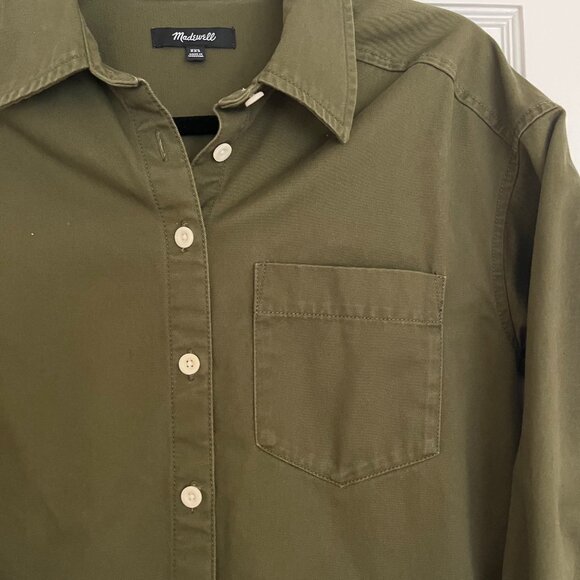 Madewell Mini Shirtdress in Loden Green | Size XXS - Picture 4 of 9